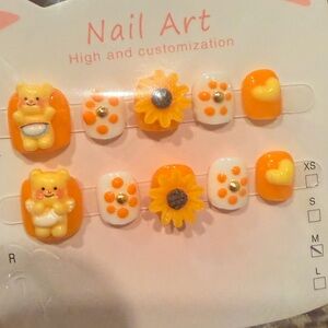 Orange and White Kids Nail Art Set